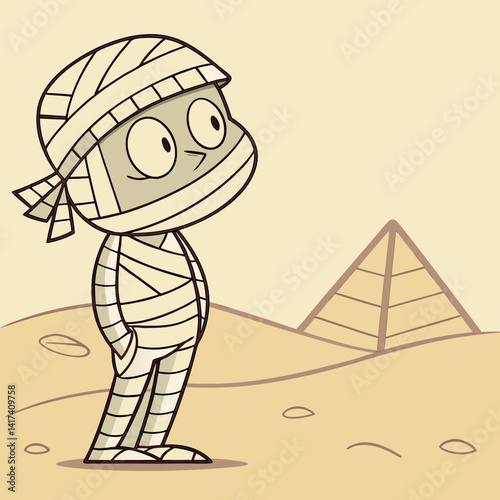 Vector illustration of Cartoon mummy standing