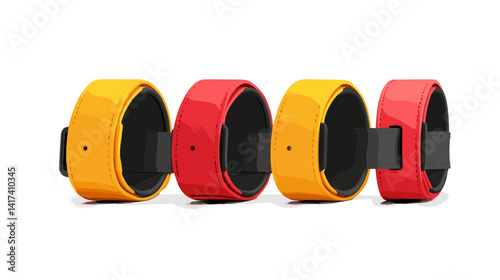 Set of Colorful Fabric Wristbands in Red and Yellow