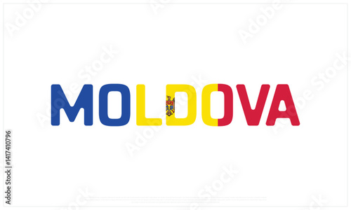 Moldova flag Typography on a white background, Vector design of Moldova flag typography, Flag of Moldova, National Day Design, Moldova Day design