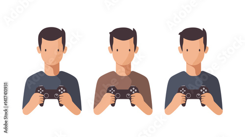 Three Men Playing Video Games Pixel Art Illustration