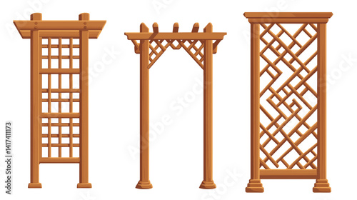 Three Wooden Garden Trellises Designs