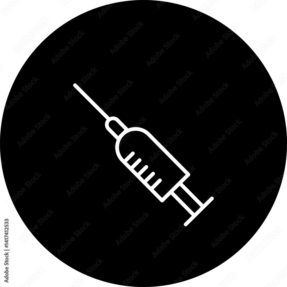 Syringe Vector Line Black Circle Icon Design Syringe Vector Line Black Circle Icon Design