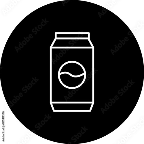 Cola Vector Line Black Circle Icon Design