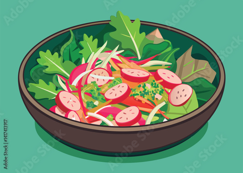 Colorful vegetable salad in a bowl.