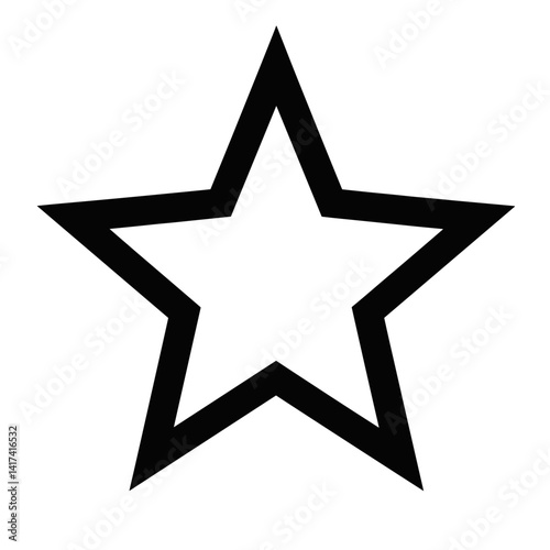Black star outline graphic on a white background  
