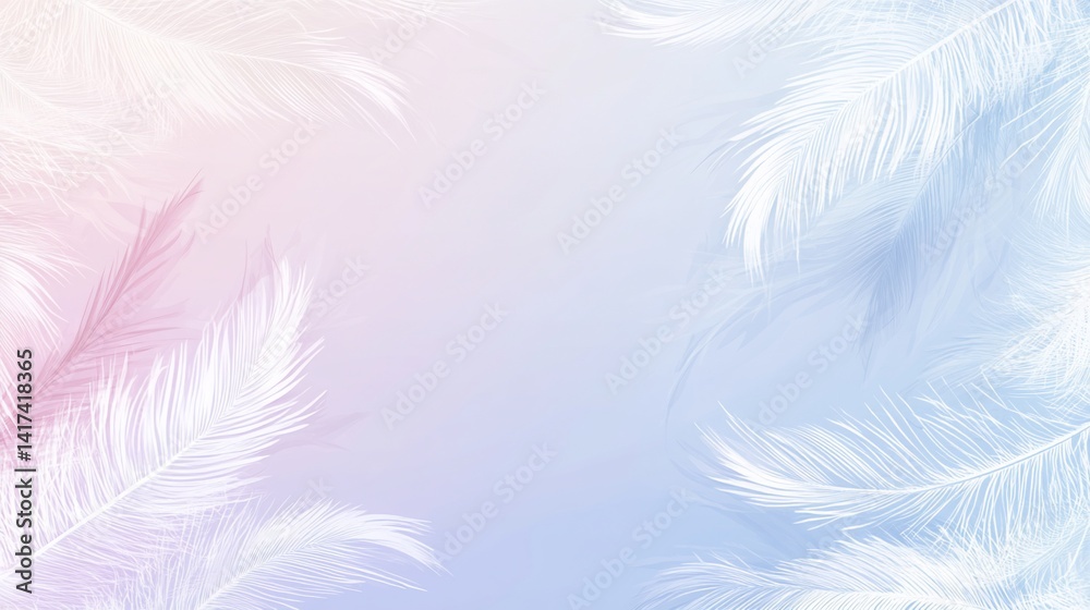 Obraz premium Delicate white feathers on a soft pastel background