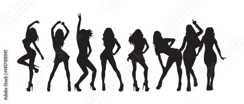 Silhouette of Sexy Girl vector icon set illustration isolated on white background.