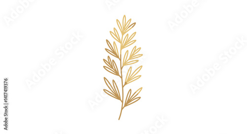 Good vector. Gold line art of a leaf branch