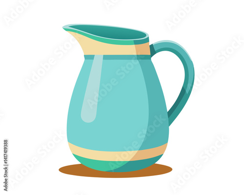 a teal-colored pitcher with a spout and handle no background vector file.