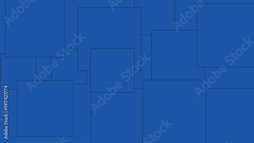 A vibrant, solid blue background with overlaid, intersecting geometric shapes.