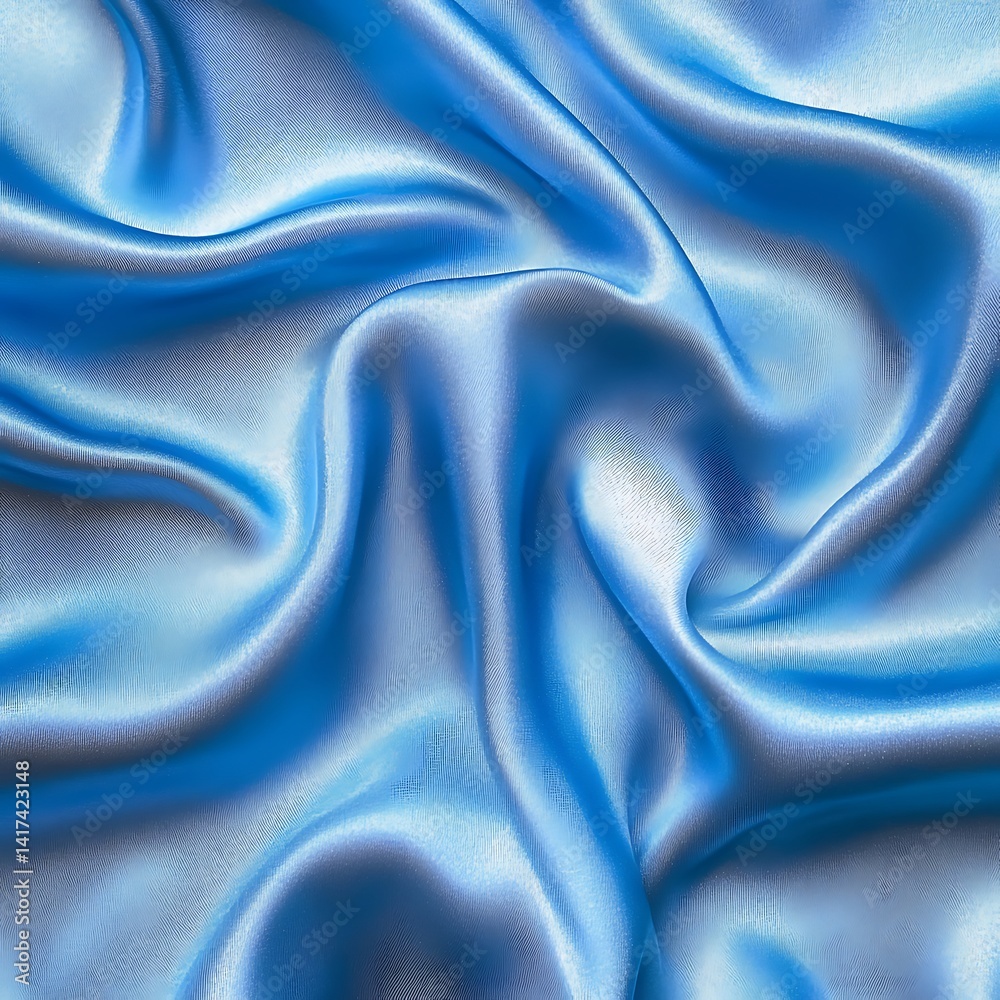 Obraz premium The image presents a flowing expanse of blue satin fabric