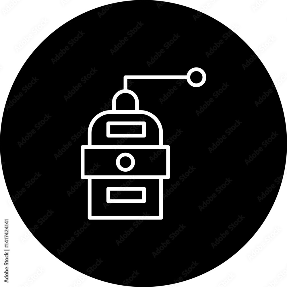 Obraz premium Coffee Grinder Vector Line Black Circle Icon Design
