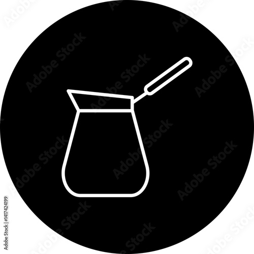 Cezve Vector Line Black Circle Icon Design