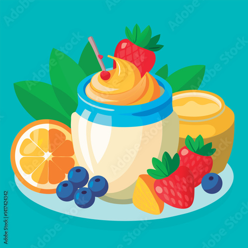 Fresh fruit yogurt parfait delights.