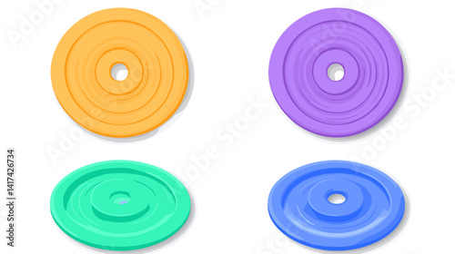 Colorful Pastel Round Weights Isometric Illustration