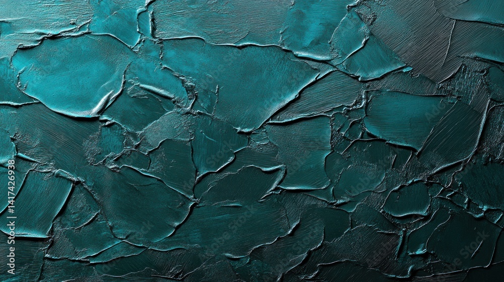 Fototapeta premium Textured teal paint surface with varied brushstrokes.