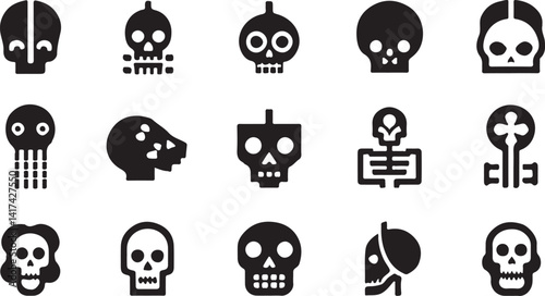 This image features a collection of black and white medical diagnostic icons, including human figures, skeletons, and X-ray symbols.