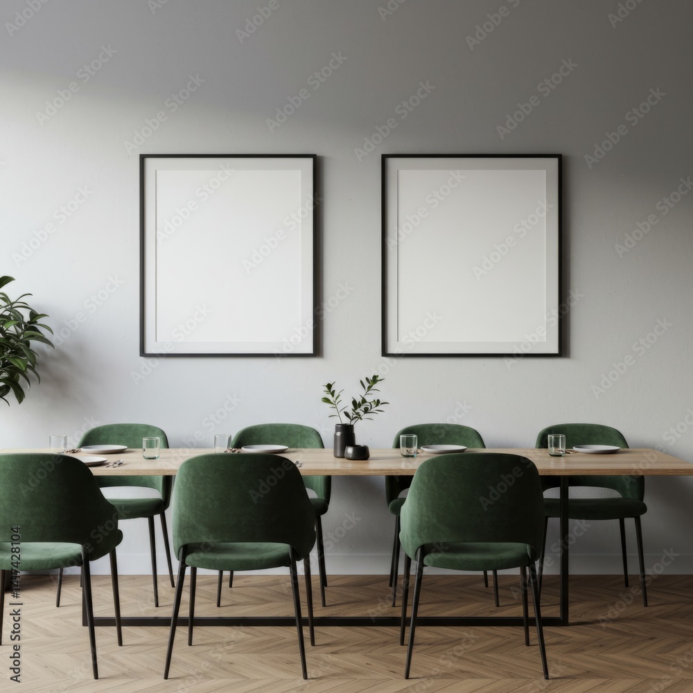 Contemporary Dining Room with Dual Frame Mockup Contemporary Dining Room with Dual Frame Mockup