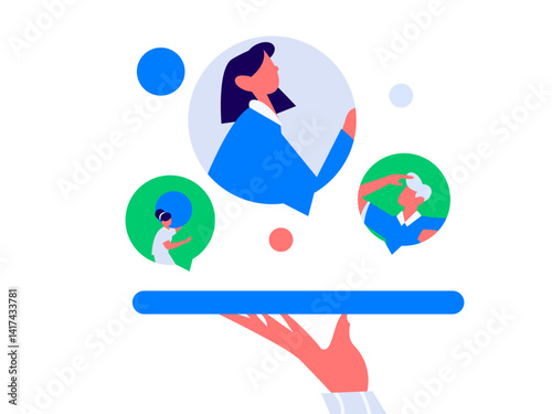 Holiday shopping people doing e-commerce online shopping flat vector concept operation hand drawn illustration
