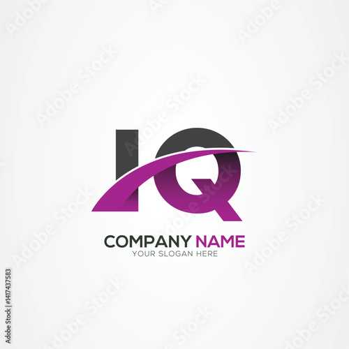 IQ or QI Letter Logo Design with a Creative Cut Creative logo design