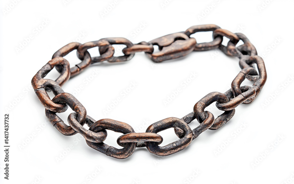 Fototapeta premium Shattered Shackles of Oppression Isolated On White Background.