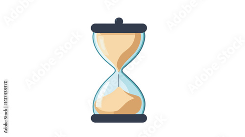 Minimalist vector illustration of classic sand clock symbolizing time management, deadline pressure, countdown, patience, and passing moments, isolated on white background for business 