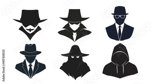 Anonymous hacker in dark theme vector illustration representing cybersecurity risks, data protection, internet privacy, hacking threats, and digital identity concealment in modern technology 