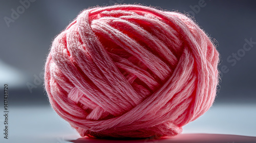 Pink Yarn Ball Knitting Material On White Clean Background photo