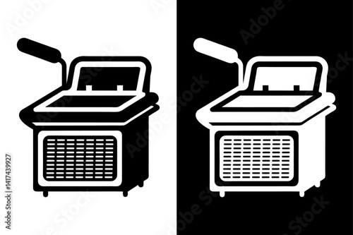 Restaurant Equipment Silhouette Deep Fryer Icon in Vector Style.