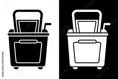 Restaurant Equipment Silhouette Deep Fryer Icon in Vector Style.