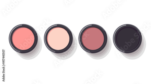 Four Round Makeup Powder Shades in Pink, Rose, Brown and Black