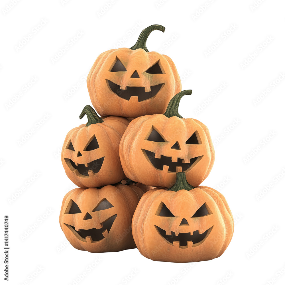 Halloween pumpkins stack transparent background festive digital art Halloween pumpkins stack transparent background festive digital art