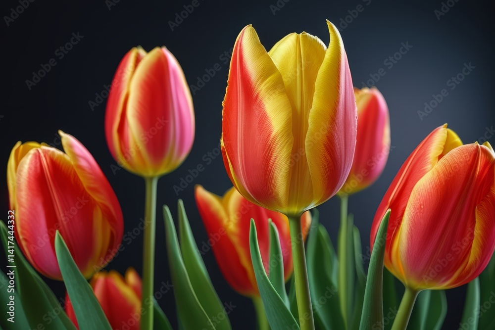 there are many red and yellow tulips in a vase there are many red and yellow tulips in a vase
