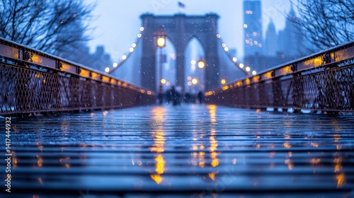 Brooklyn Bridge in Winter Rain