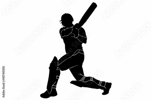 Cricket Swing Silhouette SVG – Dynamic Batter Vector for Athletic Sports Design

