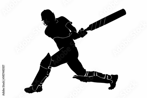 Cricket Batting SVG – Powerful Player Silhouette Vector for Sports Artwork

