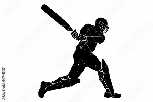 Cricket Batter Silhouette SVG – Dynamic Batting Pose Vector for Sports Design


