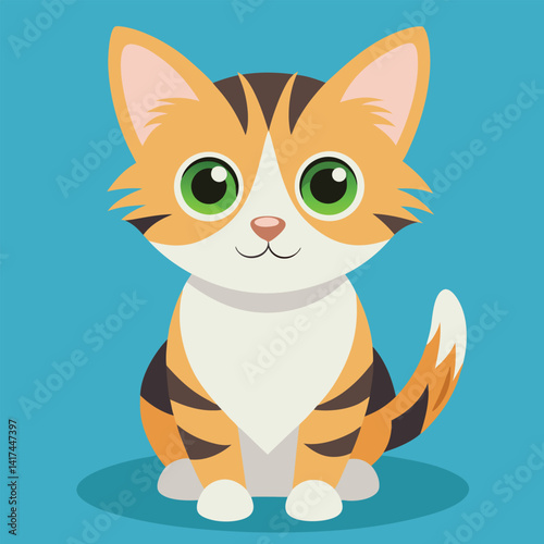 Happy Little Kitten Sitting Calmly