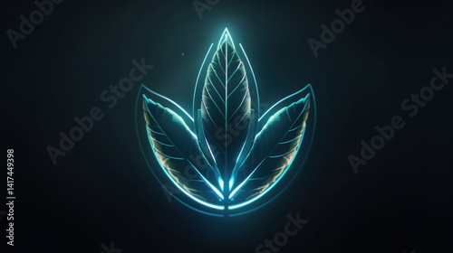 Glowing turquoise leaves graphic design