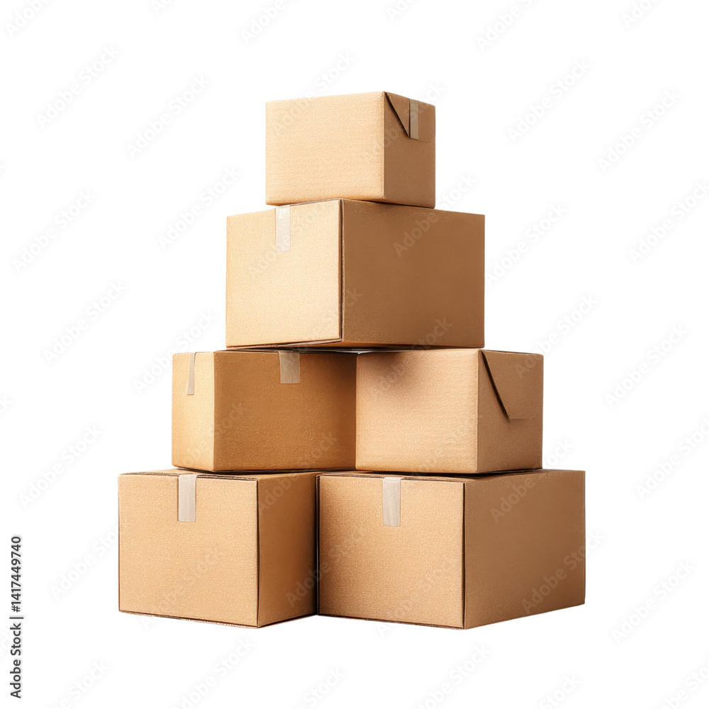 Stack of cardboard boxes on white background. Concept of delivery, moving, storage, and packaging. Stack of cardboard boxes on white background. Concept of delivery, moving, storage, and packaging.