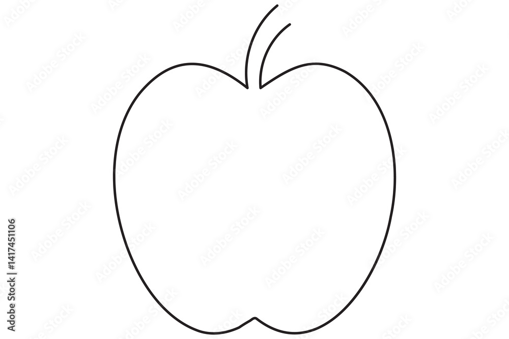 Continuous one line art drawing apple outline vector art illustration
