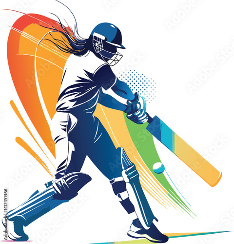Women Cricket Vectors and Cricket Player Logo