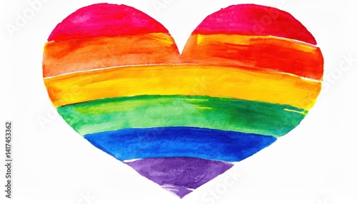 Obraz na płótnie watercolor rainbow heart symbol on white background for pride, lgbtq+ celebration, equality posters, diversity banners, artistic emotional graphic decor w salonie