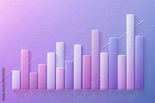 Muted lilac with bouncing bar graph shapes in pastel gradients