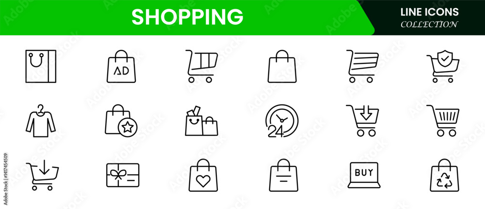Shopping & E-commerce line icons set. Shopping. Online shopping thin line icons. E-commerce symbols collection. Shopping & E-commerce line icons set. Shopping. Online shopping thin line icons. E-commerce symbols collection.