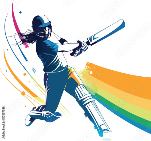 Women Cricket Vectors and Cricket Player Logo