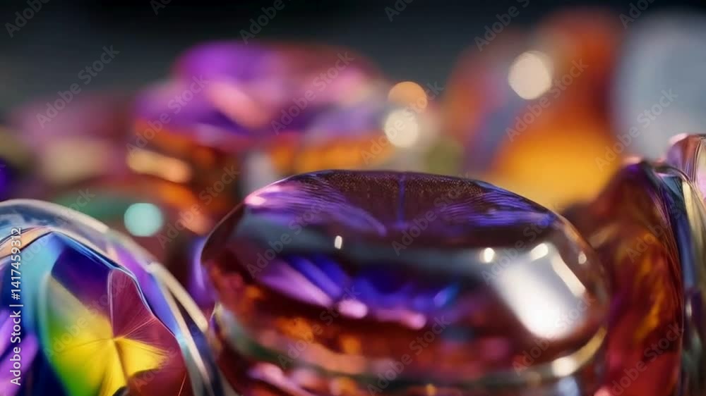 Iridescent Gemstones Close-up of Sparkling Colorful Crystals Iridescent Gemstones Close-up of Sparkling Colorful Crystals