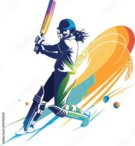 Women Cricket Vectors and Cricket Player Logo