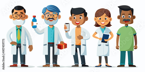 Indian pharmacist standing in modern pharmacy, professional healthcare worker, wearing uniform in pharmaceutical store.

