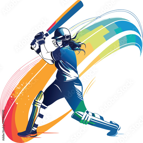 Women Cricket Vectors and Cricket Player Logo